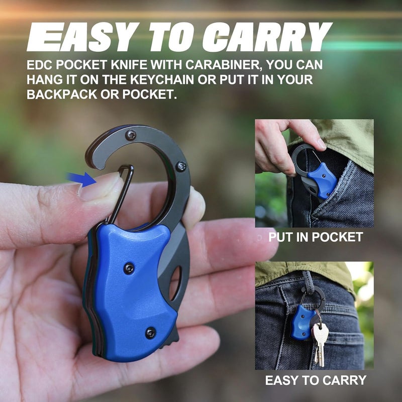 ZAVIT Small Pocket Knife for Men, EDC Camping Knife Gadgets, Gifts for Men Him Husband, Gifts ldea for Camping Fishing Hiking, Christmas Birthday Gift, Everyday Carry Knife, B-lue - Image 4